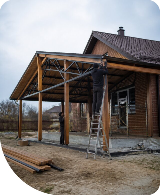 Пристройка навеса к дому и участку в Муре под ключ